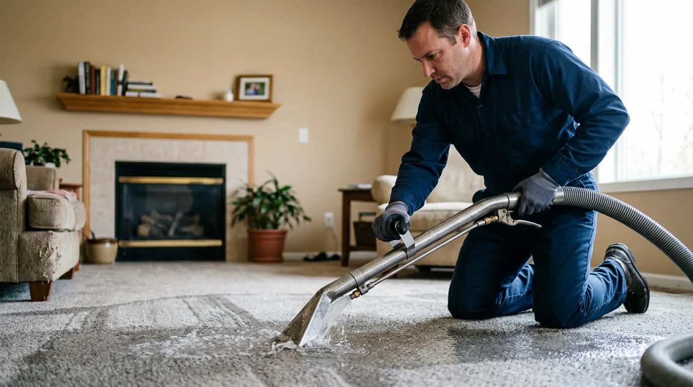 Water damage restoration technician working near Patriot, IN